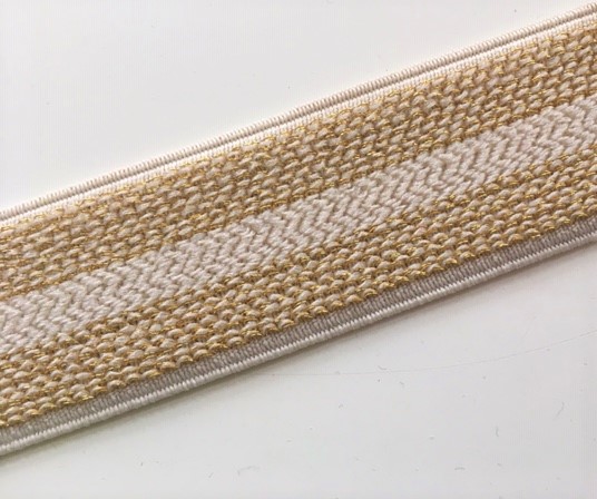 Bild 1 von Reststück Gummiband für Trachtengürtel - 3,5 cm  - creme gold Dirndlgürtel elastisch 115cm