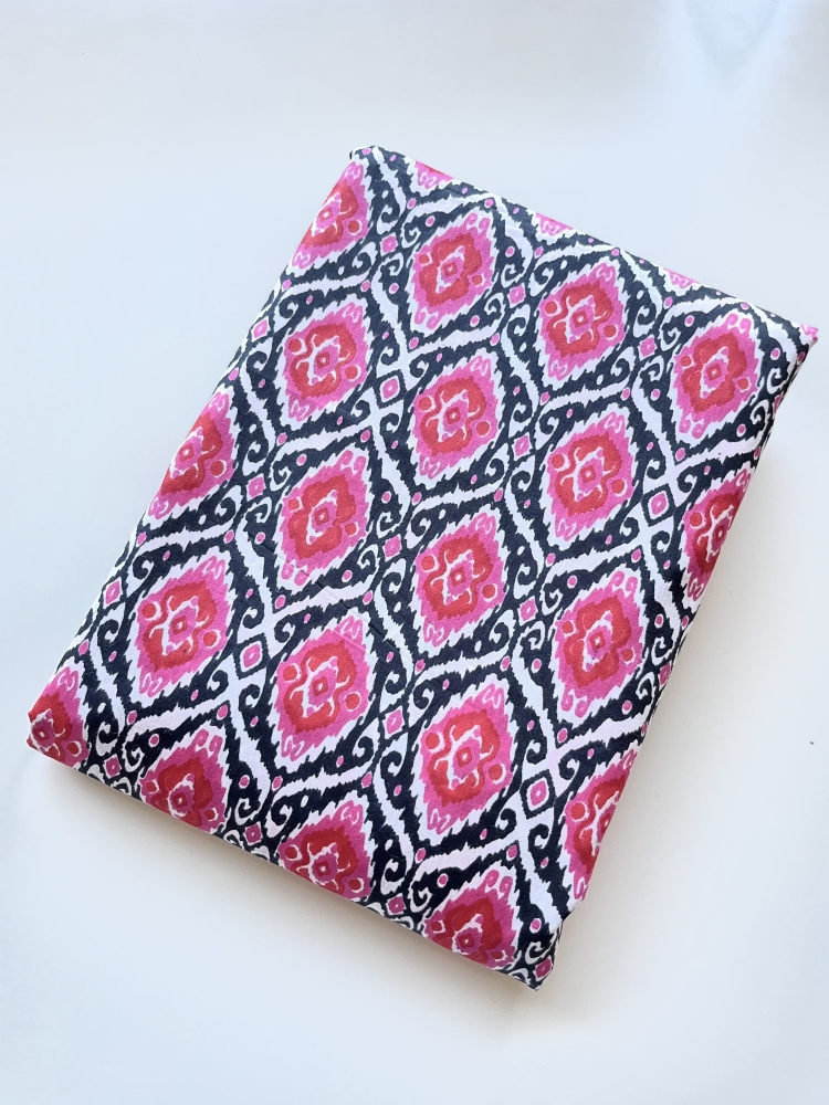 Bild 1 von Baumwollstoff - Indien  - blockprint Handdruck nachtblau pink  - 50 cm