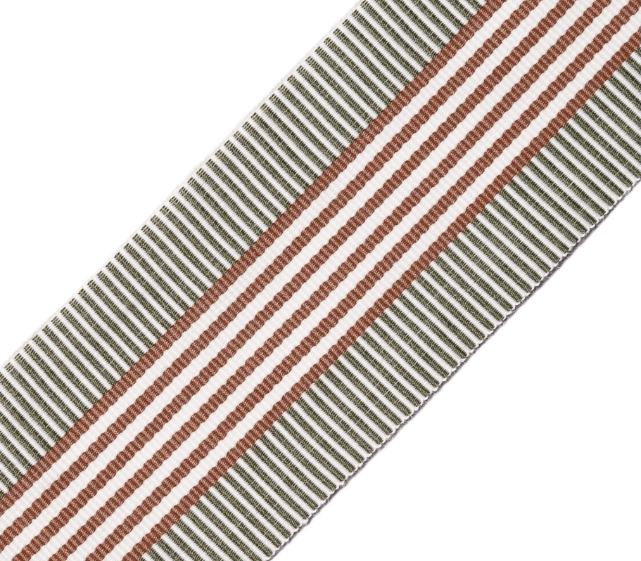 Bild 1 von Borte Jacquardborte Webband  Streifen khaki orange -  50 mm breit  - 3 Meter