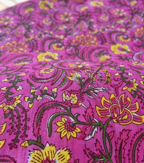 Bild 1 von Baumwollstoff Voile - Blumen  - pink gelb grün - 50 cm