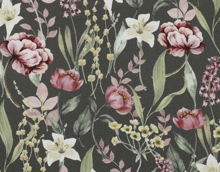 Bild 1 von Dirndl Stoff  Baumwolle Franzi - knitterarm - Blumen -jadegrün zartrosa grün  - 50 cm