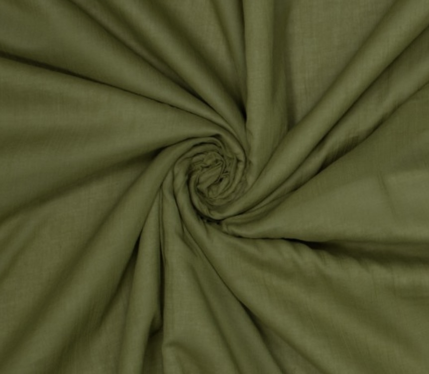 Bild 1 von Reststück Baumwollstoff Musselin - olivgrün  -  190 cm