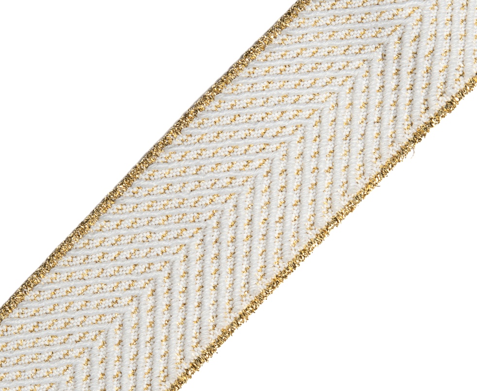 Bild 1 von Gummiband für Trachtengürtel - 4 cm  - cremeweiss lurex gold Dirndlgürtel elastisch gewebt