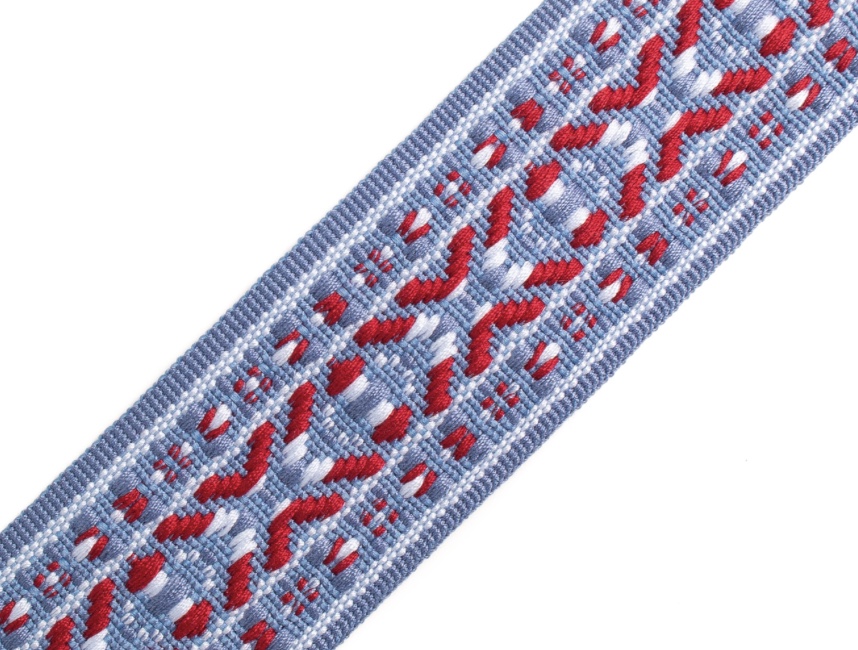 Bild 1 von Borte Jacquardborte Webband Band blau weiß rot   - 25 mm breit  - 3 Meter
