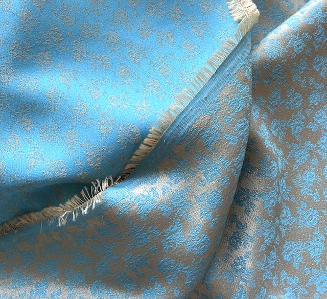 Bild 1 von Jacquard Stoff Trachten Dirndl - Blume - senfgelb gold hell türkis  - 50 cm