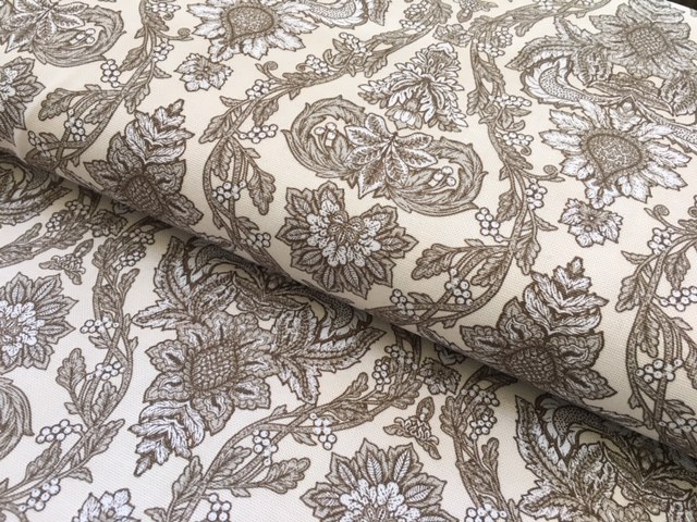 Bild 1 von Reststück Trachten Dirndl Stoff  Baumwolle - knitterfrei - Blumen - creme sand taupe  - 200 cm