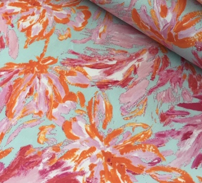 Bild 1 von Reststück Blumen Baumwollsatin-Mischgewebe  - dehnbar - leicht glänzend  - 230 cm