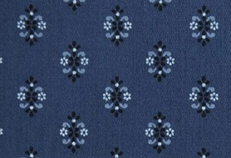 Bild 1 von Dirndl Stoff  Baumwollsatin Blumen - dunkelblau hellblau - 50 cm