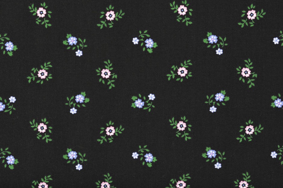 Bild 1 von Dirndl Stoff Blumen - schwarz blau rosa grün - 50 cm