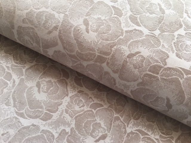 Bild 1 von Reststück Jacquard - Dirndlstoff  Lorraine beidseitig verwendbar Blume - knitterarm - taupe- 80 cm
