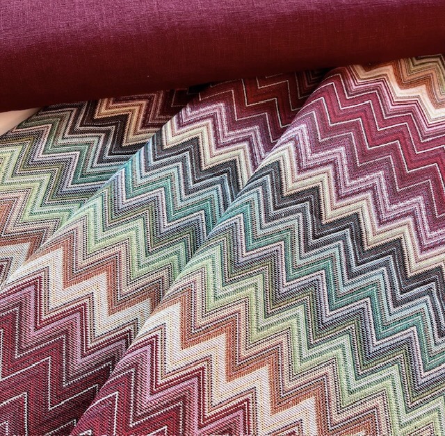 Bild 1 von Gobelin Jacquard - Dirndlstoff  gewebt  - Zackenmuster multicolor - 200 cm