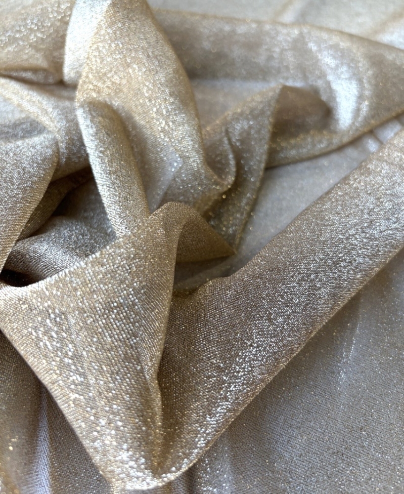 Bild 1 von Italienischer Stretchstoff - leicht dehnbar  - gold glitzer - 50 cm