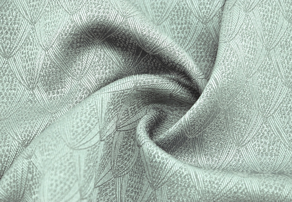 Bild 1 von Reststück Wollsatin Jacquard Mischgewebe knitterfrei Ornamentmuster - helles mintgrün - 145 cm