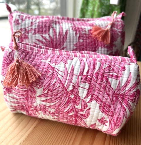 Bild 1 von Kosmetiktasche Beautybag - Handdruck Stoff Indien - in Größe S und L