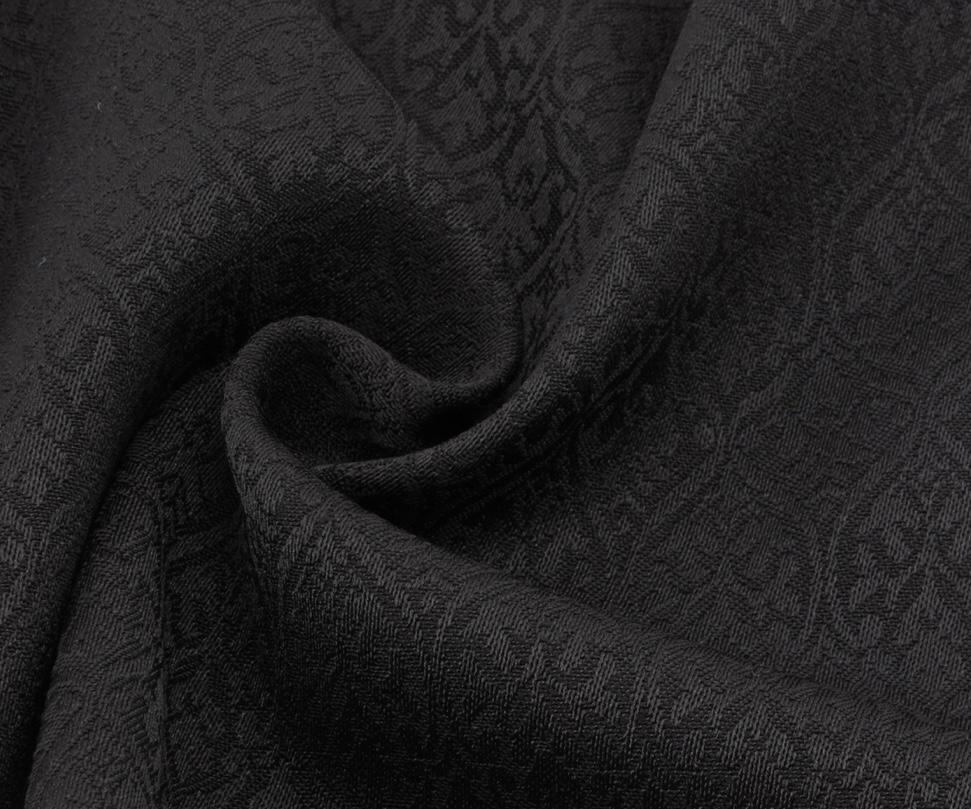 Bild 1 von Reststück Wollsatin Jacquard Mischgewebe knitterfrei Ornamentmuster - schwarz - 70 cm