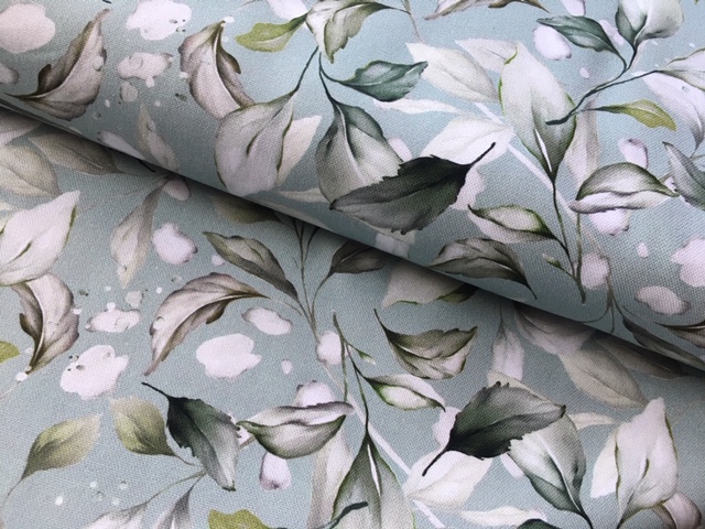 Bild 1 von Reststück Dirndl Stoff  Baumwolle Livi - knitterarm - Blumen - salbei pastel grün  creme - 64 cm