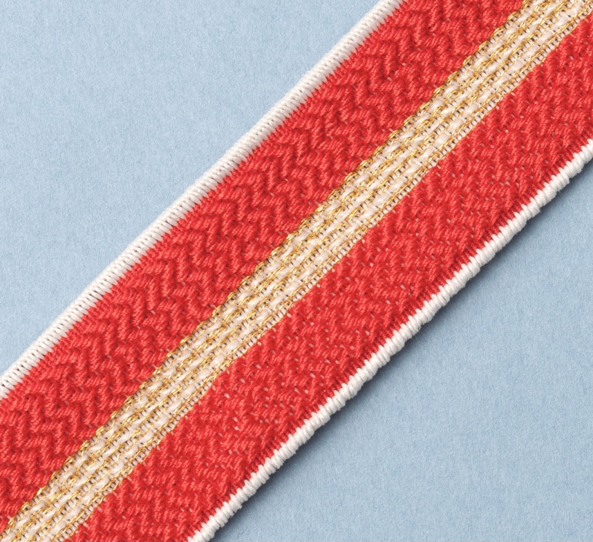 Bild 1 von Gummiband für Trachtengürtel - 3,5 cm  - korallenrot gold Dirndlgürtel elastisch