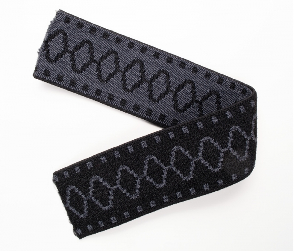 Bild 1 von Reststück Gummiband für Trachtengürtel - 4 cm  - schwarz grau Dirndlgürtel elastisch 130cm