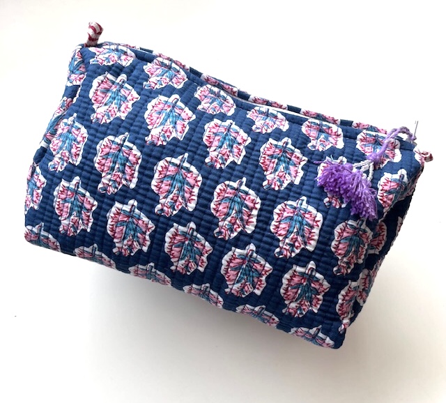 Bild 1 von Kosmetiktasche Beautybag - Handdruck Stoff Indien - in Größe L  / (Größe ) L