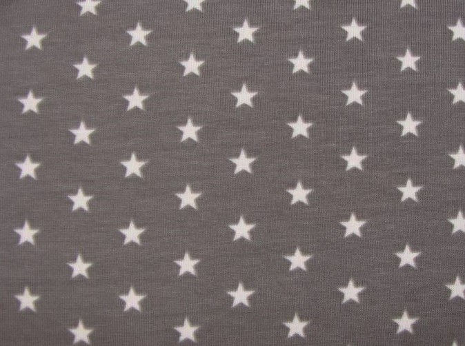 Bild 1 von Stretchjersey Stoff Sterne - antrazit grau - 50 cm