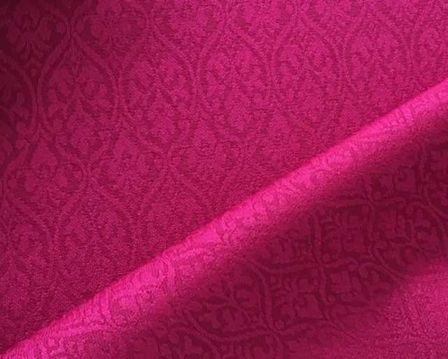 Bild 1 von Reststück Wollsatin Jacquard Mischgewebe knitterfrei Ornamentmuster - beere magenta - 115 cm