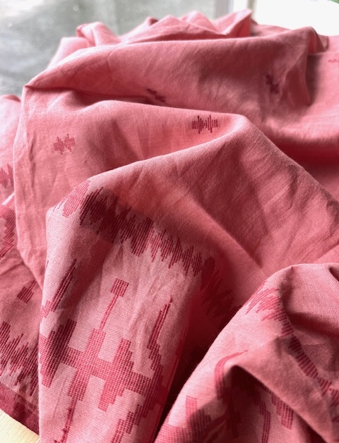 Bild 1 von Baumwollstoff - Indien  - handloom bestickt dunkler pfirsich rot - 170 cm