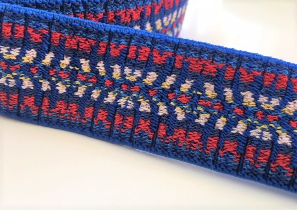 Bild 1 von Gummiband für Trachtengürtel - 3 cm  - königsblau rot creme Dirndlgürtel elastisch