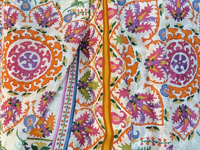 Bild 1 von Exklusiver italienischer Voile - großer Druck  - weiss orange pink grün - 300 cm