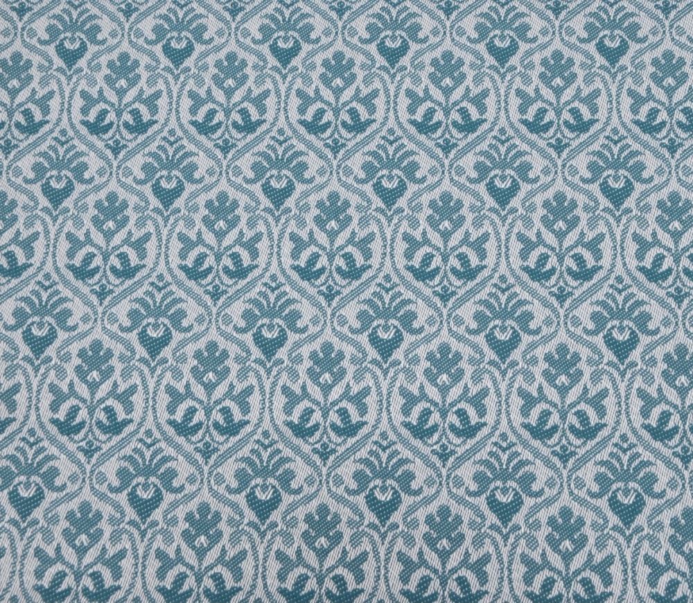 Bild 1 von Reststück Jacquard knitterfrei Ornamentmuster -  türkis  petrol pastell - 180 cm