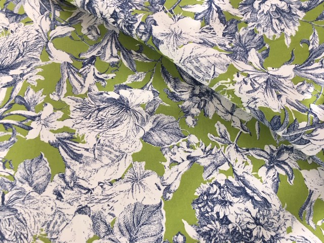 Bild 1 von Dirndl Stoff Blumen Gabriella - grün dunkelblau creme  weiß - 50 cm