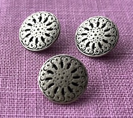 Bild 1 von Metallknopf flach  - Dirndl - Blume - silberfarben 15mm