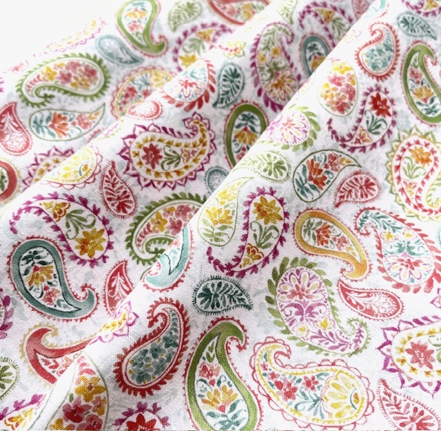 Bild 1 von Baumwollstoff - Paisleymuster  - weiss multicolor - 50cm