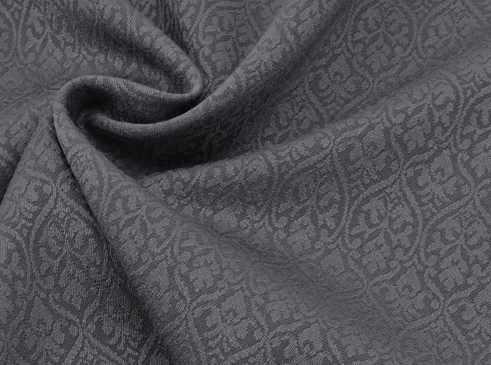 Bild 1 von Wollsatin Jacquard Mischgewebe knitterfrei Ornamentmuster - dunkel blaugrau - 50 cm