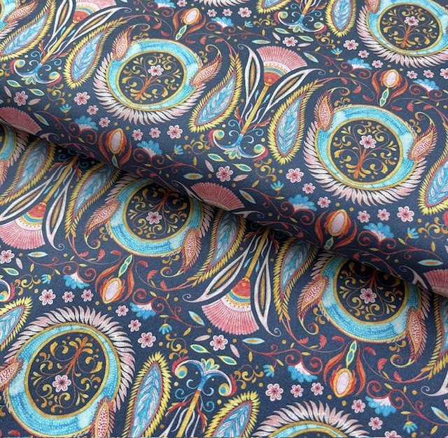 Bild 1 von Baumwollstoff - Blumen  - Blautöne multicolor  - 50 cm