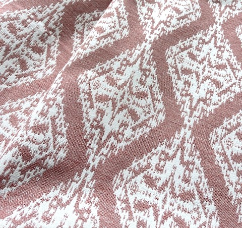 Bild 1 von Jacquard Dirndl Stoff Rauten - knitterfrei- Ornamentmuster - altrosa creme - 180 cm