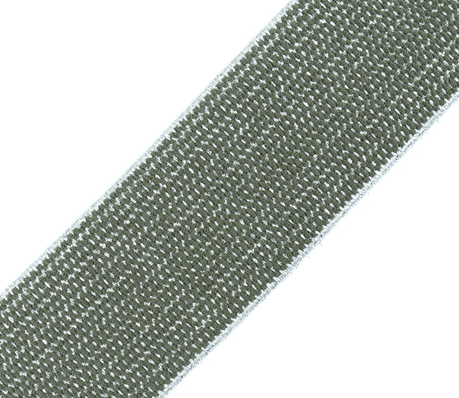 Bild 1 von Reststück Gummiband für Trachtengürtel - kakhigrün silber  lurex 5 cm  - Dirndlgürtel elastisch  130