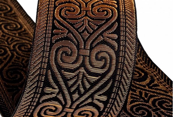 Bild 1 von Borte Jacquardband  - gold schwarz lurex - 50 mm breit   3 Meter