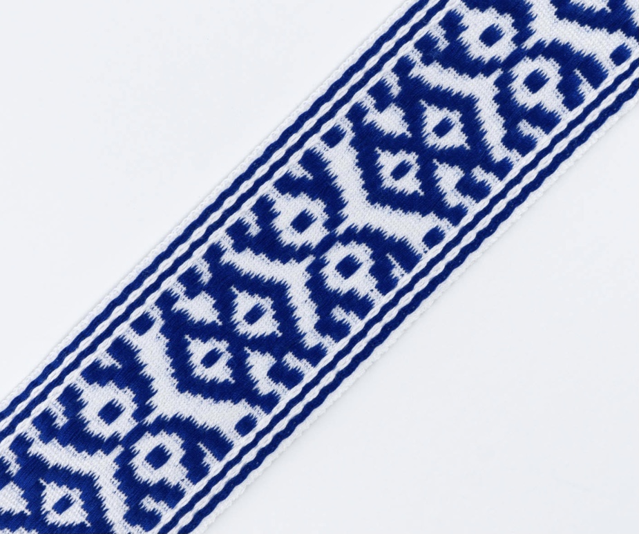 Bild 1 von Borte Jacquardborte Webband Band  blau - 45 mm breit  - 3 Meter