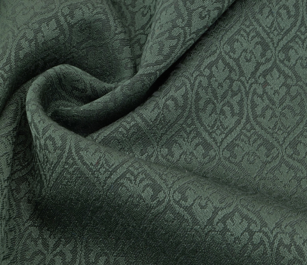 Bild 1 von Reststück Wollsatin Jacquard Mischgewebe knitterfrei Ornamentmuster - dunkelgrün  - 135cm