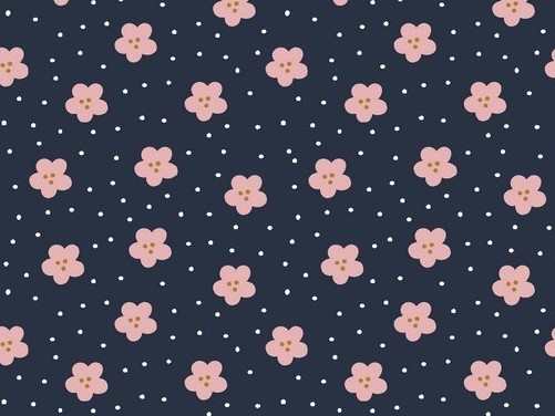 Bild 1 von Reststück Dirndl Stoff Blumen klein - blau rosa Punkte weiß - 170 cm