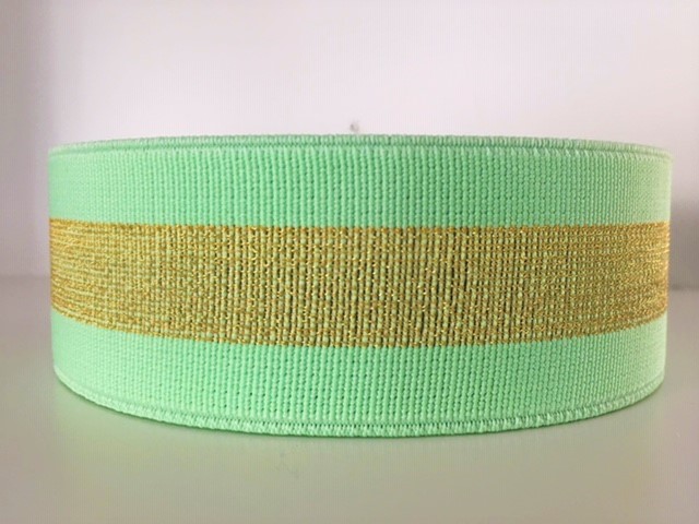 Bild 1 von Gummiband für Trachtengürtel - 4 cm  - lime gold lurex Dirndlgürtel elastisch gewebt
