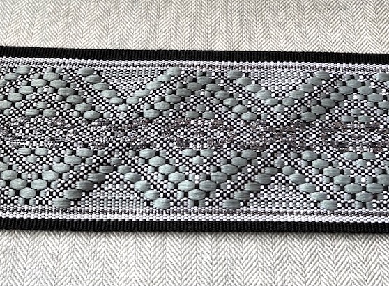 Bild 1 von Borte Jacquardband Zierborte - schwarz silbergrau  7,5 cm breit
