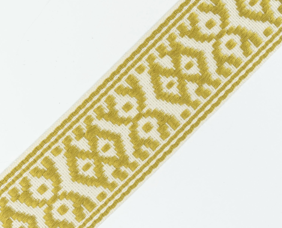 Bild 1 von Borte Jacquardborte Webband Band  senfgelb goldgelb - 45 mm breit  - 3 Meter