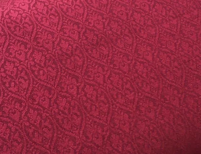 Bild 1 von Reststück Wollsatin Jacquard Mischgewebe knitterfrei Ornamentmuster - dunkles rot  - 330 cm