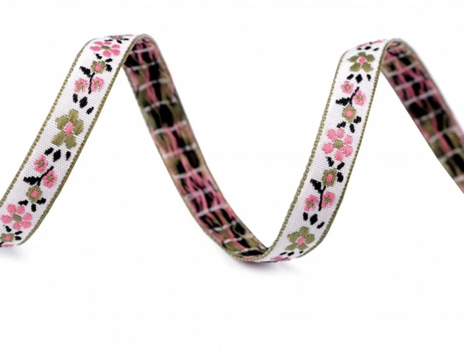 Bild 1 von Borte Jacquardborte Webband Band  Blumen - 9 mm breit  - 3 Meter