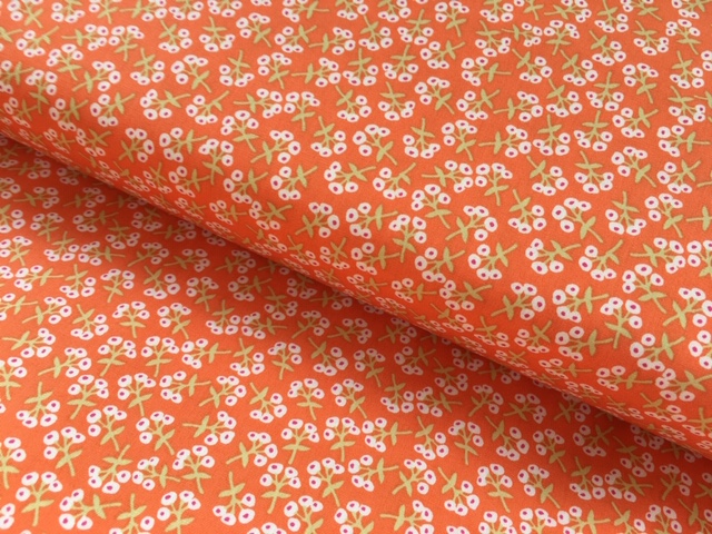 Bild 1 von Baumwollstoff - Blumen  - orange marille weiß - 50 cm