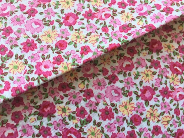 Bild 1 von Dirndl Stoff Blumen - millefiori - creme weiß himbeere zartgrün - 50 cm