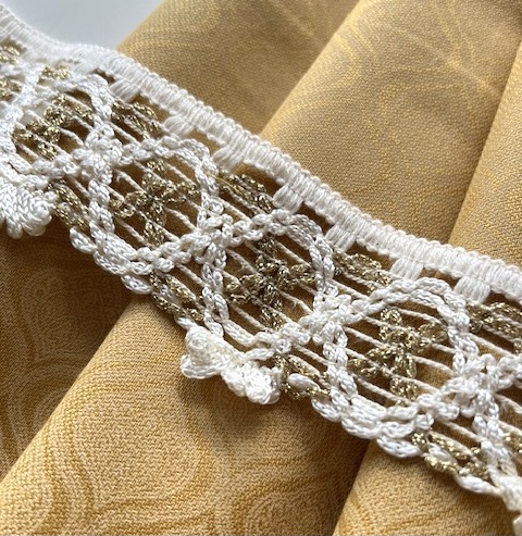 Bild 1 von Borte Zierborte - creme gold lurex  6cm breit  -  3 Meter