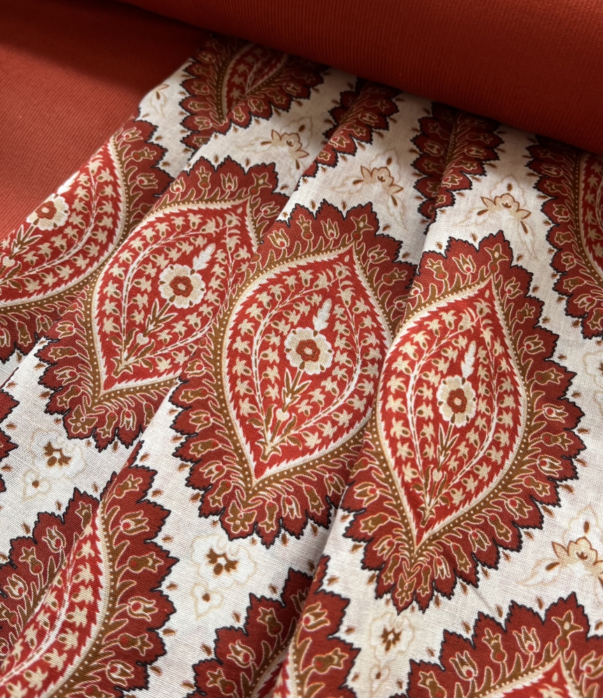 Bild 1 von Italienischer Voile - Paisley Druck - creme  terra  - 100 cm