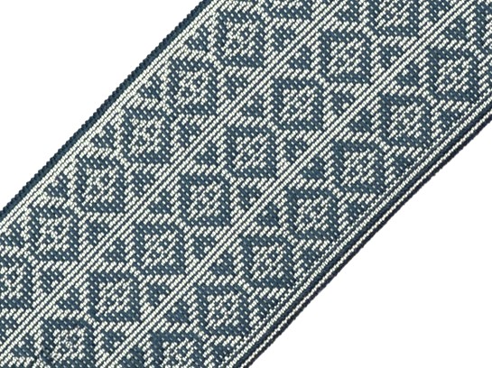 Bild 1 von Gummiband für Trachtengürtel - 6 cm  - Ornamente blau -   Dirndlgürtel elastisch gewebt